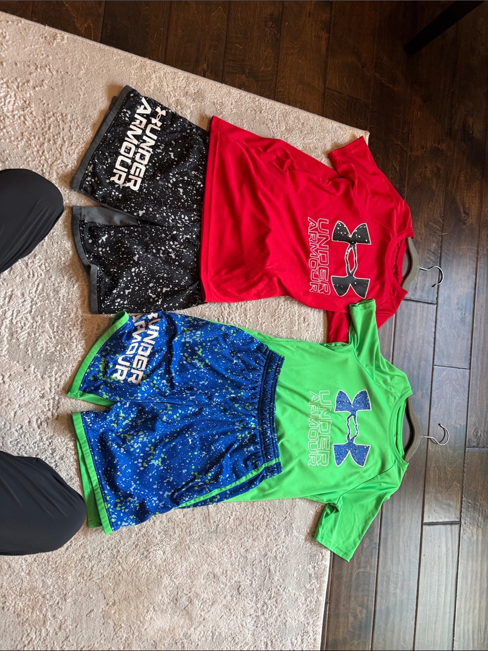 Under Armour Boys' Red & Green Athletic Tee and Shorts Sets